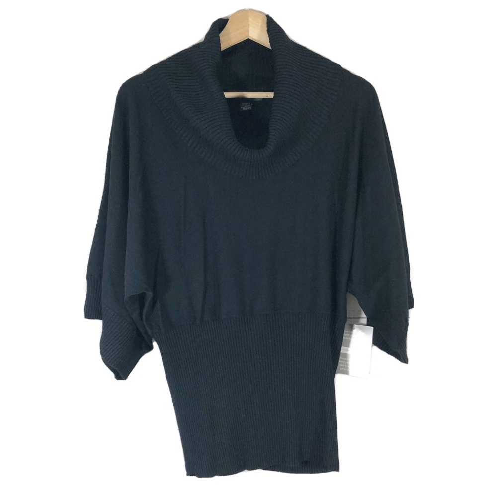 NWT Cable & Gauge Cowl Neck Sweater Top Half Sleeves Pullover Black Sz XL